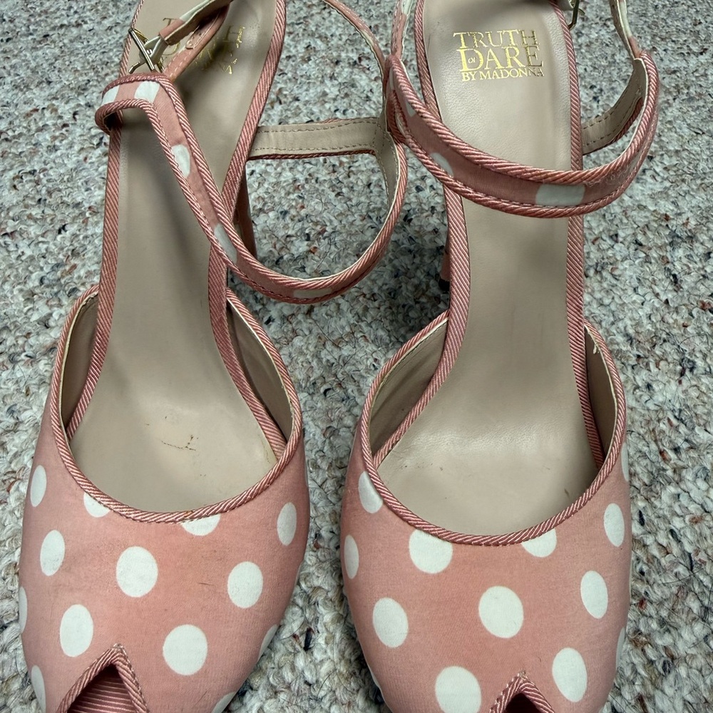 Pink Polka Dot Peep-Toe Heels